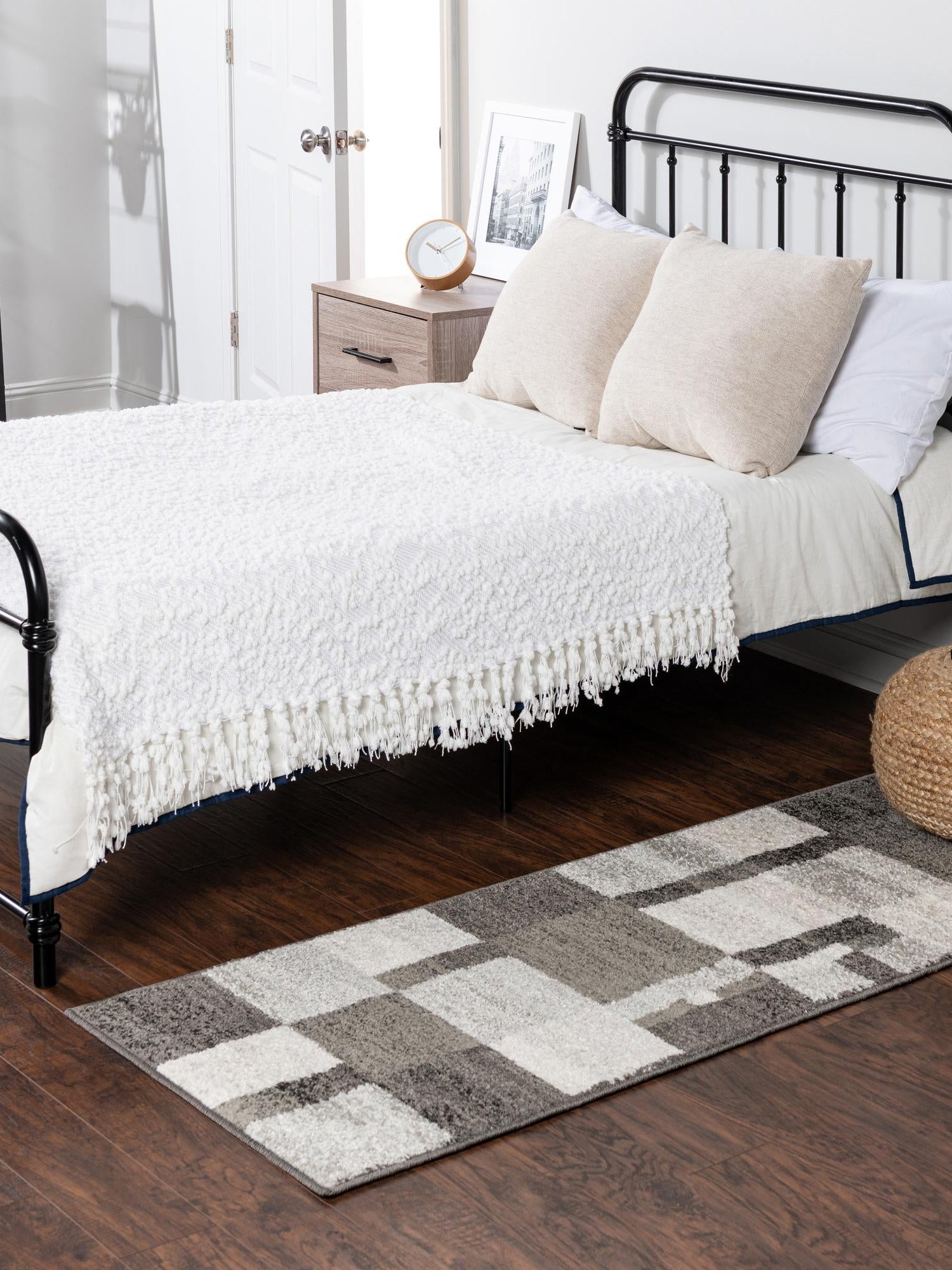 Gray 2' 7 x 12' Autumn Runner Area Rug 100% Polypropylene Durable Jute Backing Living Dining Room Bedroom Office Modern Decor Carpet for Sale at Rug Engine