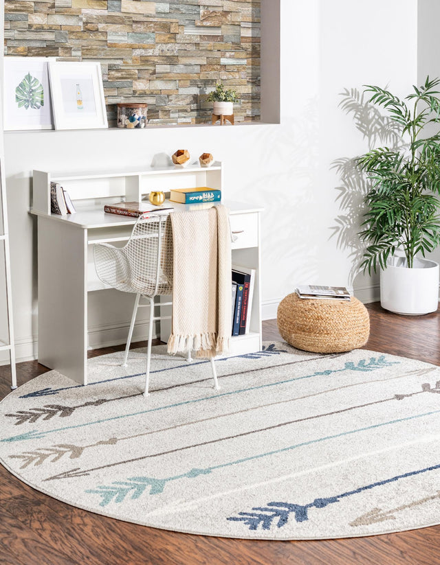 Light Gray 7' 10 x 7' 10 Autumn Round Area Rug 100% Polypropylene Durable Jute Backing Living Dining Room Bedroom Office Modern Decor Carpet for Sale at Rug Engine