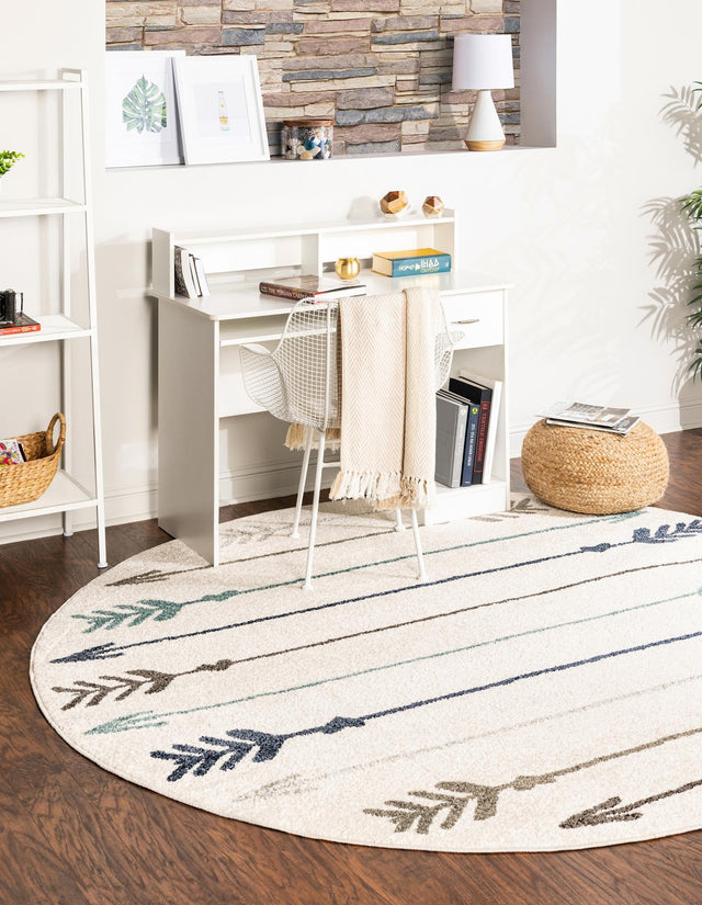 Ivory 3' 1 x 3' 1 Autumn Round Area Rug 100% Polypropylene Durable Jute Backing Living Dining Room Bedroom Office Modern Decor Carpet for Sale at Rug Engine