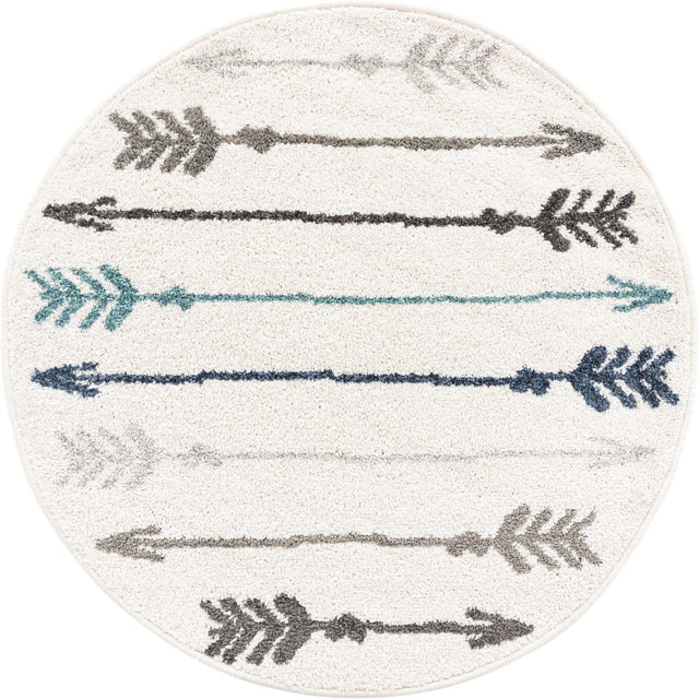 Ivory 3' 1 x 3' 1 Autumn Round Area Rug 100% Polypropylene Durable Jute Backing Living Dining Room Bedroom Office Modern Decor Carpet for Sale at Rug Engine