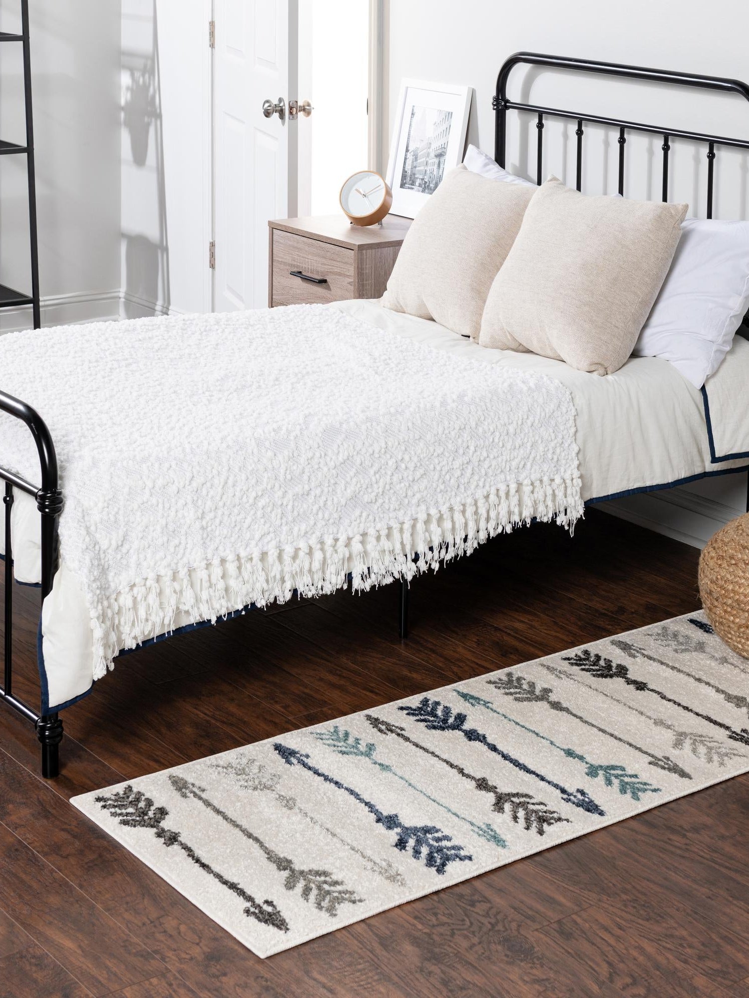 Ivory 2' x 6' 1 Autumn Runner Area Rug 100% Polypropylene Durable Jute Backing Living Dining Room Bedroom Office Modern Decor Carpet for Sale at Rug Engine