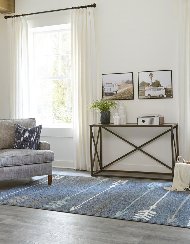 Navy Blue 9' x 12' Autumn Rectangle Area Rug 100% Polypropylene Durable Jute Backing Living Dining Room Bedroom Office Modern Decor Carpet for Sale at Rug Engine