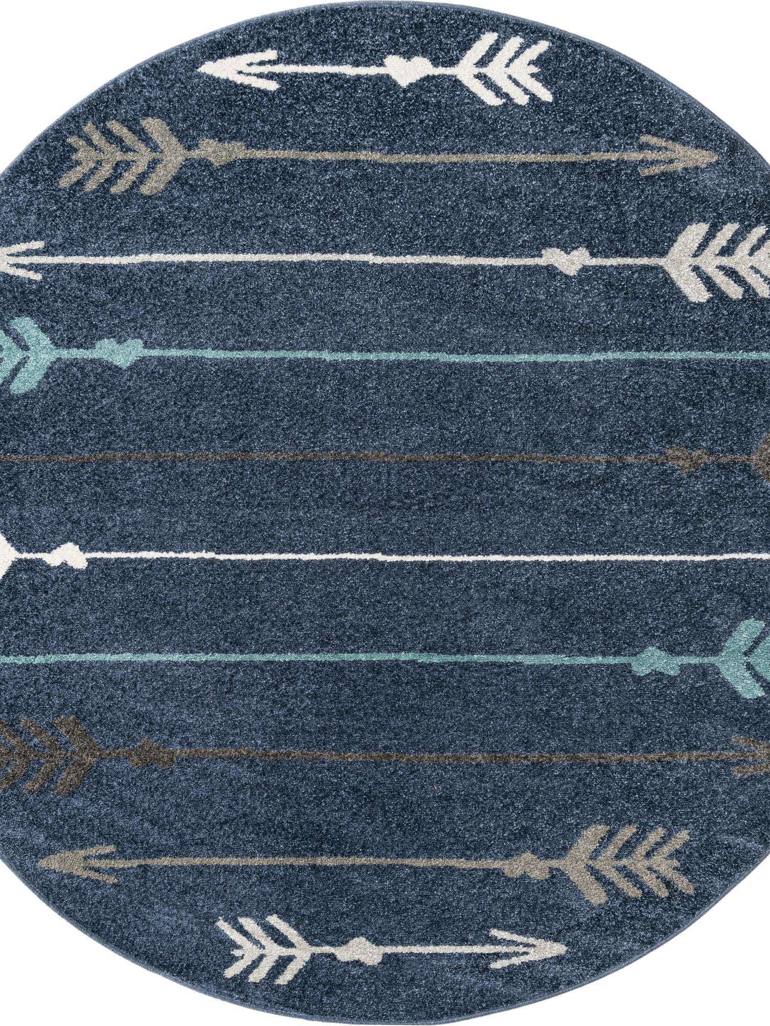 Navy Blue 7' 10 x 7' 10 Autumn Round Area Rug 100% Polypropylene Durable Jute Backing Living Dining Room Bedroom Office Modern Decor Carpet for Sale at Rug Engine