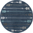 Navy Blue 7' 10 x 7' 10 Autumn Round Area Rug 100% Polypropylene Durable Jute Backing Living Dining Room Bedroom Office Modern Decor Carpet for Sale at Rug Engine