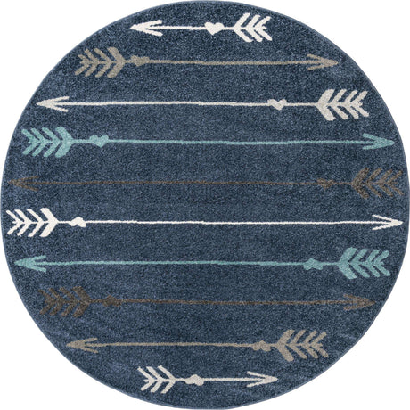 Navy Blue 7' 10 x 7' 10 Autumn Round Area Rug 100% Polypropylene Durable Jute Backing Living Dining Room Bedroom Office Modern Decor Carpet for Sale at Rug Engine