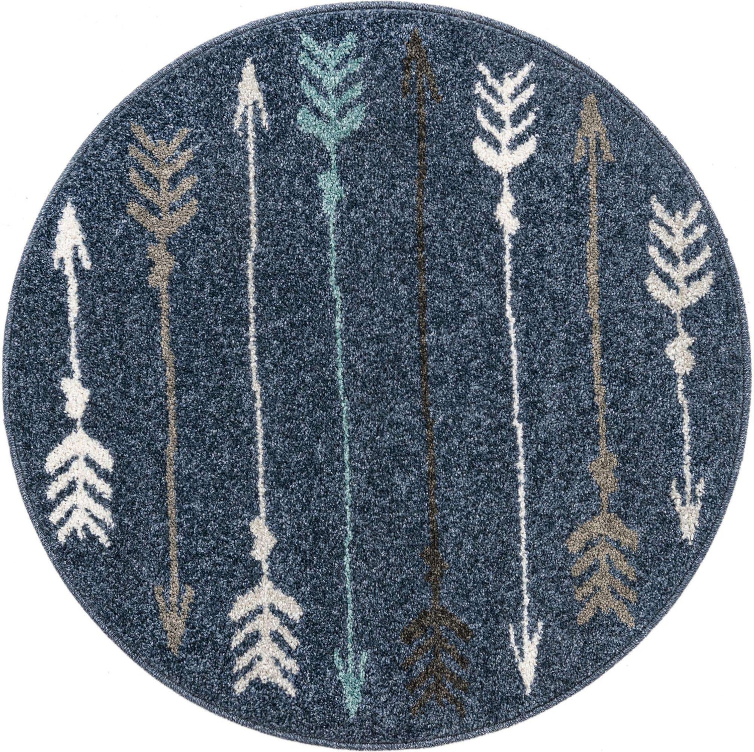 Navy Blue 3' 1 x 3' 1 Autumn Round Area Rug 100% Polypropylene Durable Jute Backing Living Dining Room Bedroom Office Modern Decor Carpet for Sale at Rug Engine