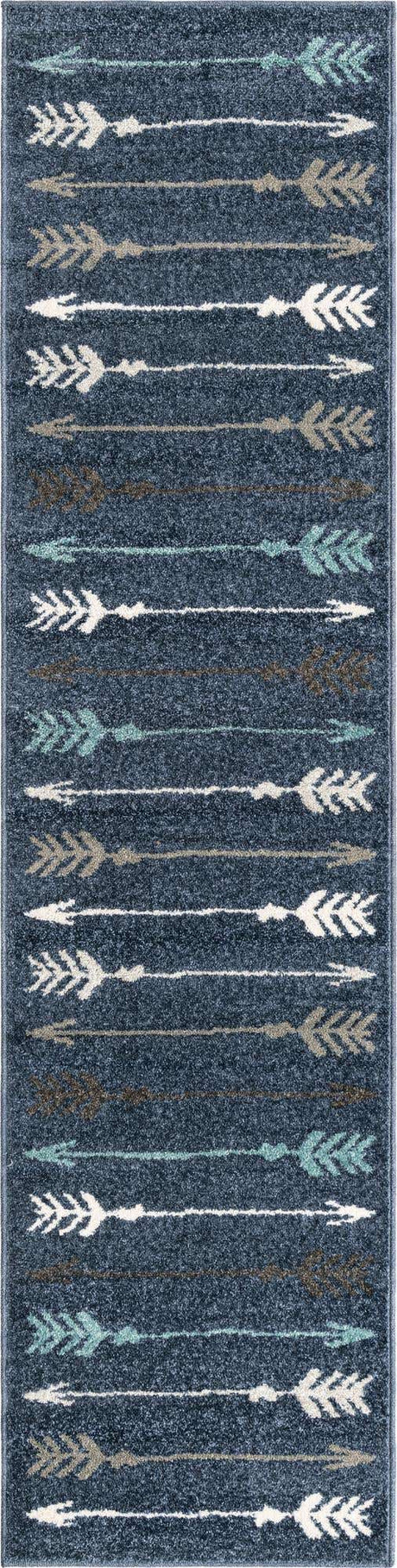 Navy Blue 2' 7 x 10' Autumn Runner Area Rug 100% Polypropylene Durable Jute Backing Living Dining Room Bedroom Office Modern Decor Carpet for Sale at Rug Engine