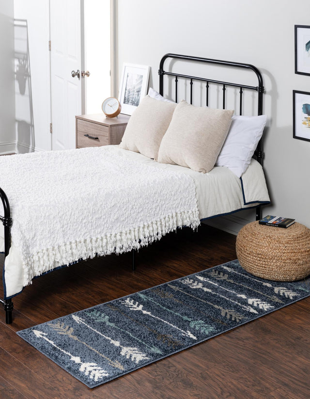 Navy Blue 2' x 6' 1 Autumn Runner Area Rug 100% Polypropylene Durable Jute Backing Living Dining Room Bedroom Office Modern Decor Carpet for Sale at Rug Engine