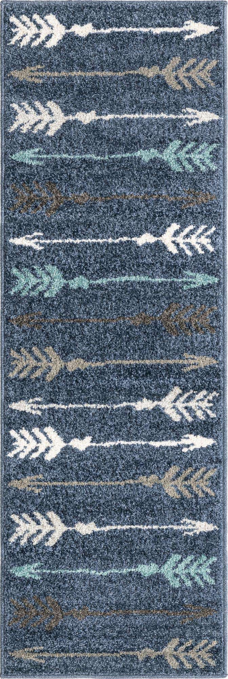 Navy Blue 2' x 6' 1 Autumn Runner Area Rug 100% Polypropylene Durable Jute Backing Living Dining Room Bedroom Office Modern Decor Carpet for Sale at Rug Engine