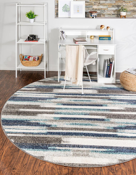 Blue Gray 3' 1 x 3' 1 Autumn Round Area Rug 100% Polypropylene Durable Jute Backing Living Dining Room Bedroom Office Modern Decor Carpet for Sale at Rug Engine