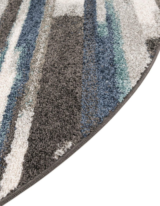 Blue Gray 7' 10 x 7' 10 Autumn Round Area Rug 100% Polypropylene Durable Jute Backing Living Dining Room Bedroom Office Modern Decor Carpet for Sale at Rug Engine