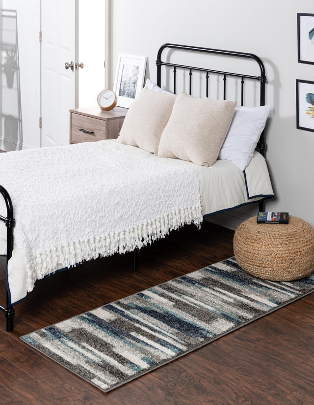 Blue Gray 2' 7 x 10' Autumn Runner Area Rug 100% Polypropylene Durable Jute Backing Living Dining Room Bedroom Office Modern Decor Carpet for Sale at Rug Engine