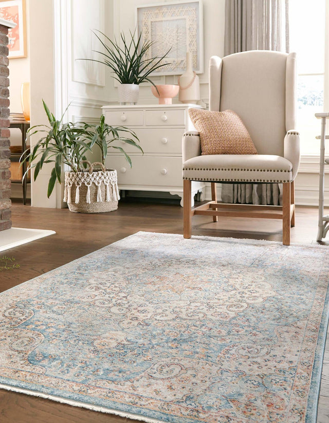 Blue 7' 10 x 10' 2 Newport Rectangle Area Rug 100% Polypropylene Traditional Distressed Classic Contemporary Carpet for Home Decor for Sale at Rug Engine