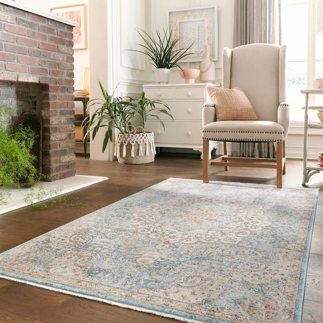 Blue 7' 10 x 11' Newport Rectangle Area Rug 100% Polypropylene Traditional Distressed Classic Contemporary Carpet for Home Decor for Sale at Rug Engine