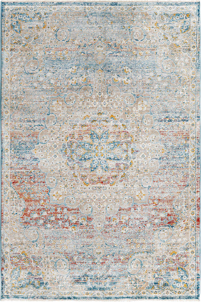Multicolor 5' 3 x 8' Newport Rectangle Area Rug 100% Polypropylene Traditional Distressed Classic Contemporary Carpet for Home Decor for Sale at Rug Engine