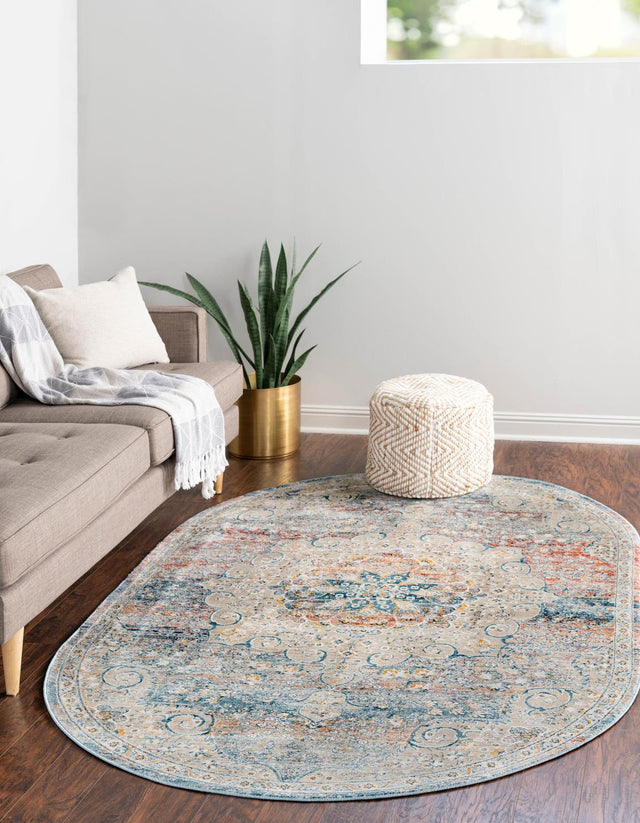 Multicolor 4' x 5' 11 Newport Oval Area Rug 100% Polypropylene Traditional Distressed Classic Contemporary Carpet for Home Decor for Sale at Rug Engine