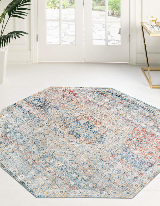 Multicolor 4' x 4' Newport Octagon Area Rug 100% Polypropylene Traditional Distressed Classic Contemporary Carpet for Home Decor for Sale at Rug Engine
