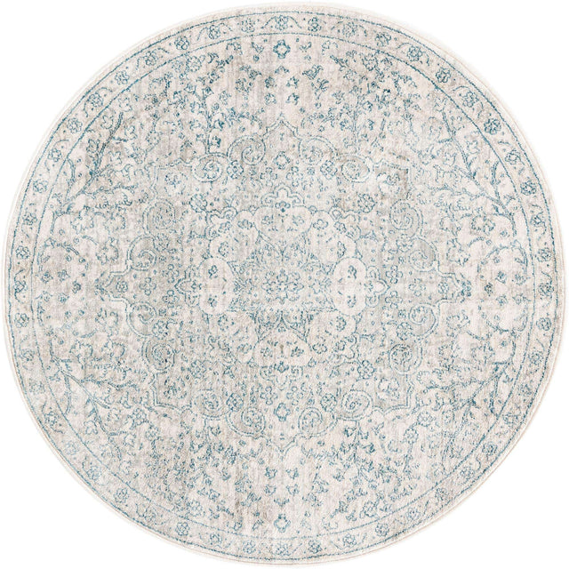Gray 3' 11 x 3' 11 Newport Round Area Rug 100% Polypropylene Traditional Distressed Classic Contemporary Carpet for Home Decor for Sale at Rug Engine
