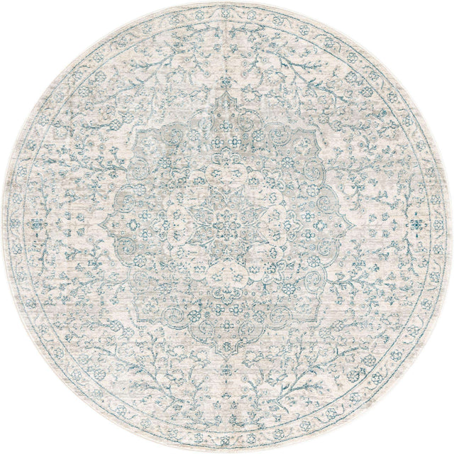 Gray 5' 3 x 5' 3 Newport Round Area Rug 100% Polypropylene Traditional Distressed Classic Contemporary Carpet for Home Decor for Sale at Rug Engine