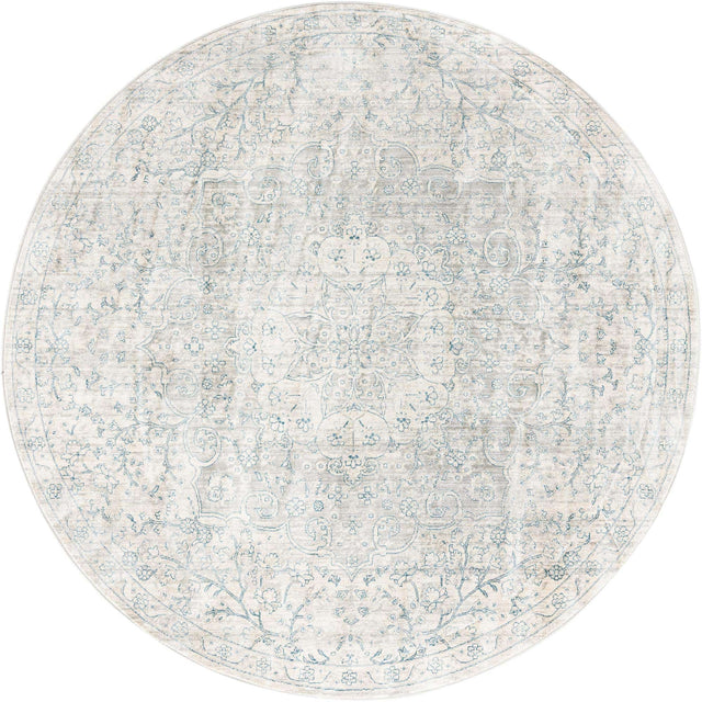 Gray 7' x 7' Newport Round Area Rug 100% Polypropylene Traditional Distressed Classic Contemporary Carpet for Home Decor for Sale at Rug Engine