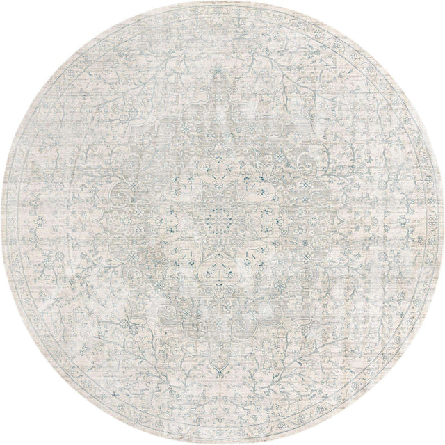 Gray 10' 2 x 10' 2 Newport Round Area Rug 100% Polypropylene Traditional Distressed Classic Contemporary Carpet for Home Decor for Sale at Rug Engine