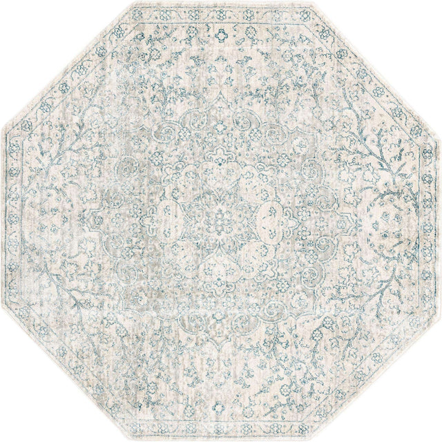 Gray 4' x 4' Newport Octagon Area Rug 100% Polypropylene Traditional Distressed Classic Contemporary Carpet for Home Decor for Sale at Rug Engine