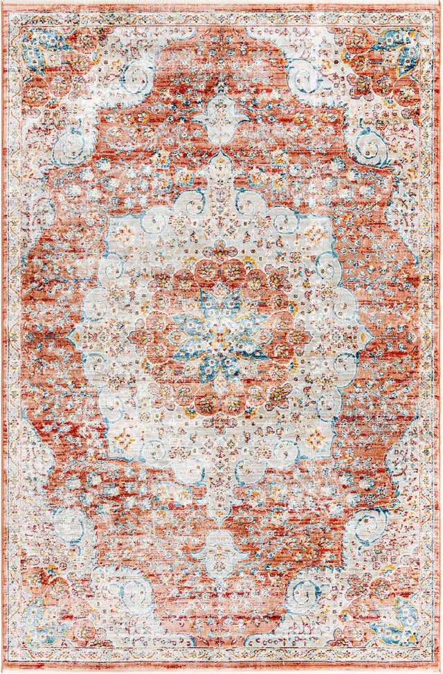 Red 5' 3 x 8' Newport Rectangle Area Rug 100% Polypropylene Traditional Distressed Classic Contemporary Carpet for Home Decor for Sale at Rug Engine