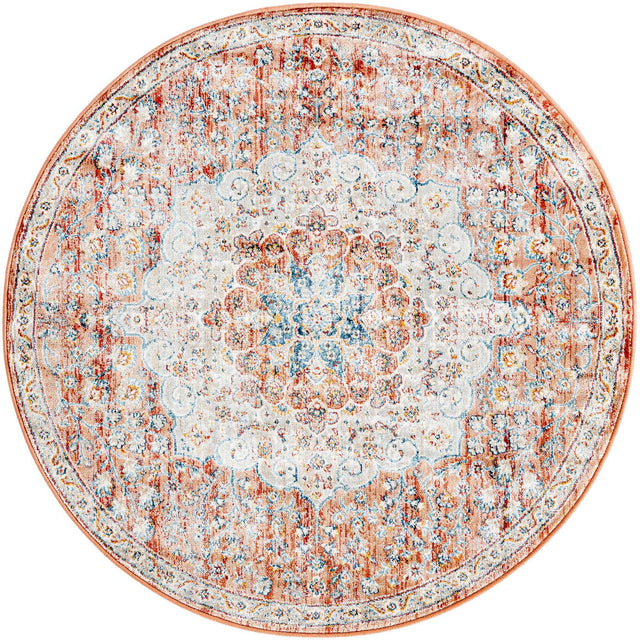 Red 3' 11 x 3' 11 Newport Round Area Rug 100% Polypropylene Traditional Distressed Classic Contemporary Carpet for Home Decor for Sale at Rug Engine