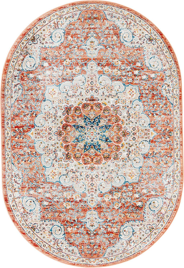 Red 4' x 5' 11 Newport Oval Area Rug 100% Polypropylene Traditional Distressed Classic Contemporary Carpet for Home Decor for Sale at Rug Engine