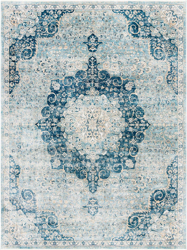 Navy Blue 9' x 12' Newport Rectangle Area Rug 100% Polypropylene Traditional Distressed Classic Contemporary Carpet for Home Decor for Sale at Rug Engine