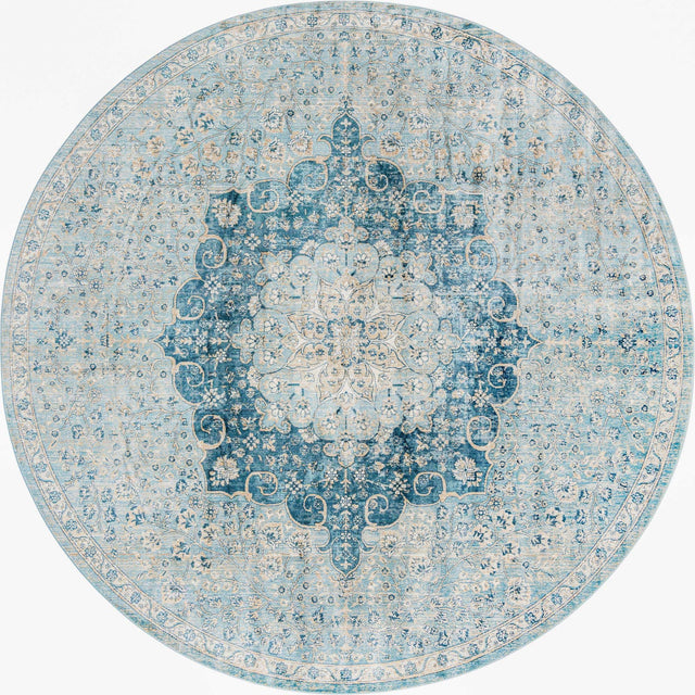 Navy Blue 10' 2 x 10' 2 Newport Round Area Rug 100% Polypropylene Traditional Distressed Classic Contemporary Carpet for Home Decor for Sale at Rug Engine