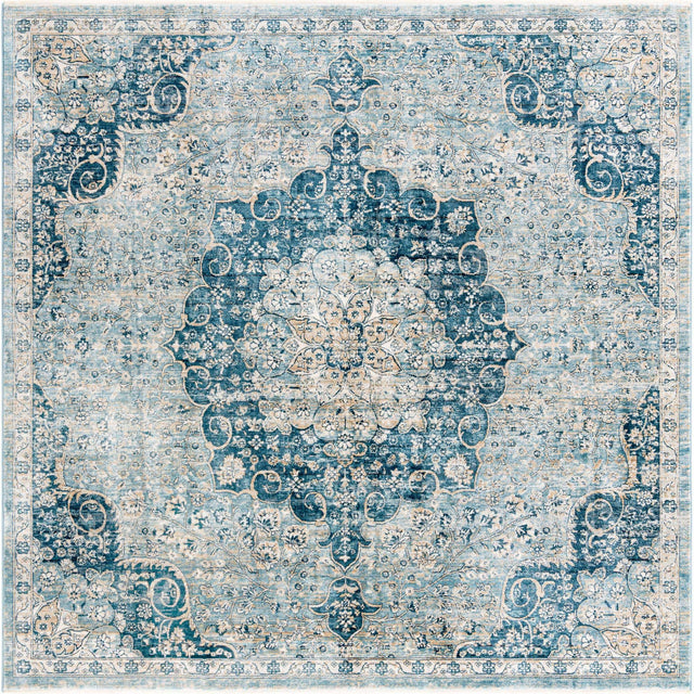 Navy Blue 8' x 8' Newport Square Area Rug 100% Polypropylene Traditional Distressed Classic Contemporary Carpet for Home Decor for Sale at Rug Engine