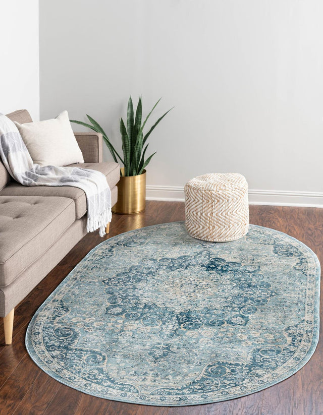 Navy Blue 4' x 5' 11 Newport Oval Area Rug 100% Polypropylene Traditional Distressed Classic Contemporary Carpet for Home Decor for Sale at Rug Engine