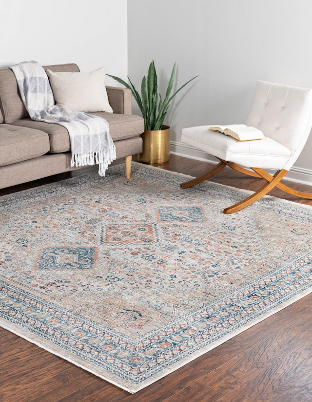 Multicolor 10' 2 x 10' 2 Newport Square Area Rug 100% Polypropylene Traditional Distressed Classic Contemporary Carpet for Home Decor for Sale at Rug Engine
