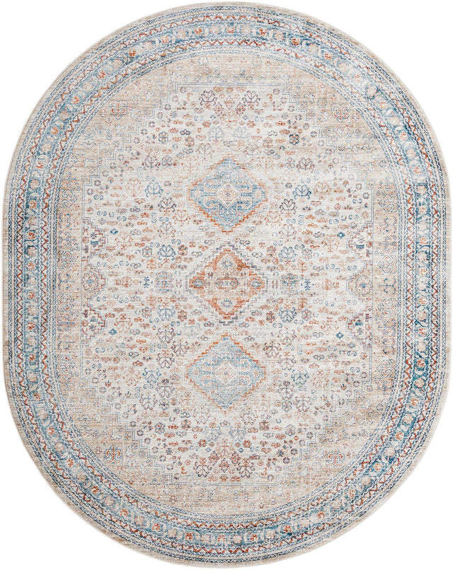 Multicolor 7' 10 x 10' 2 Newport Oval Area Rug 100% Polypropylene Traditional Distressed Classic Contemporary Carpet for Home Decor for Sale at Rug Engine