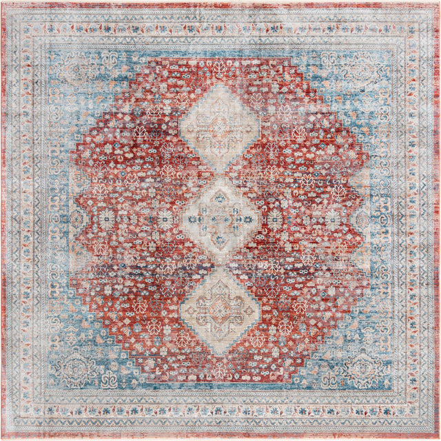 Red 10' 2 x 10' 2 Newport Square Area Rug 100% Polypropylene Traditional Distressed Classic Contemporary Carpet for Home Decor for Sale at Rug Engine