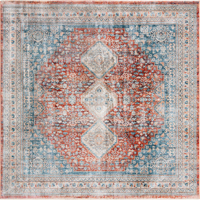 Red 8' x 8' Newport Square Area Rug 100% Polypropylene Traditional Distressed Classic Contemporary Carpet for Home Decor for Sale at Rug Engine