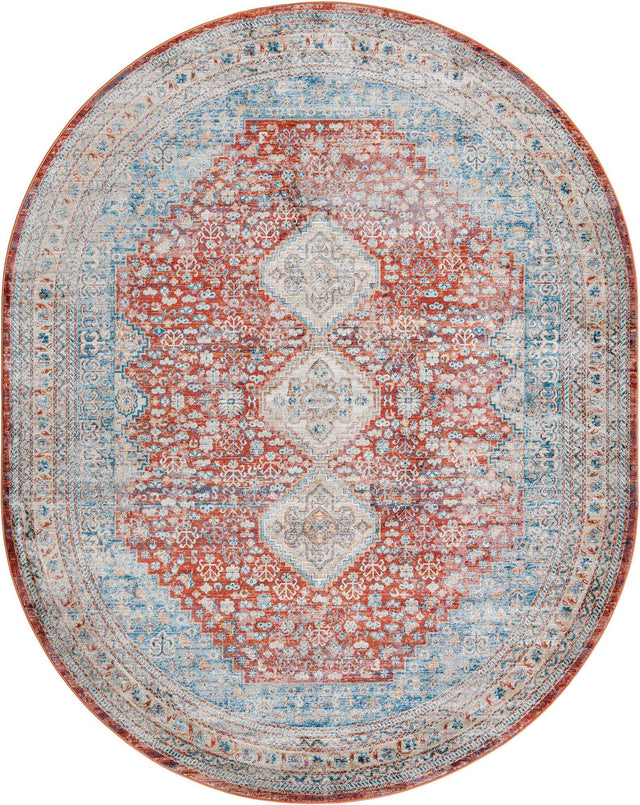 Red 7' 10 x 10' 2 Newport Oval Area Rug 100% Polypropylene Traditional Distressed Classic Contemporary Carpet for Home Decor for Sale at Rug Engine