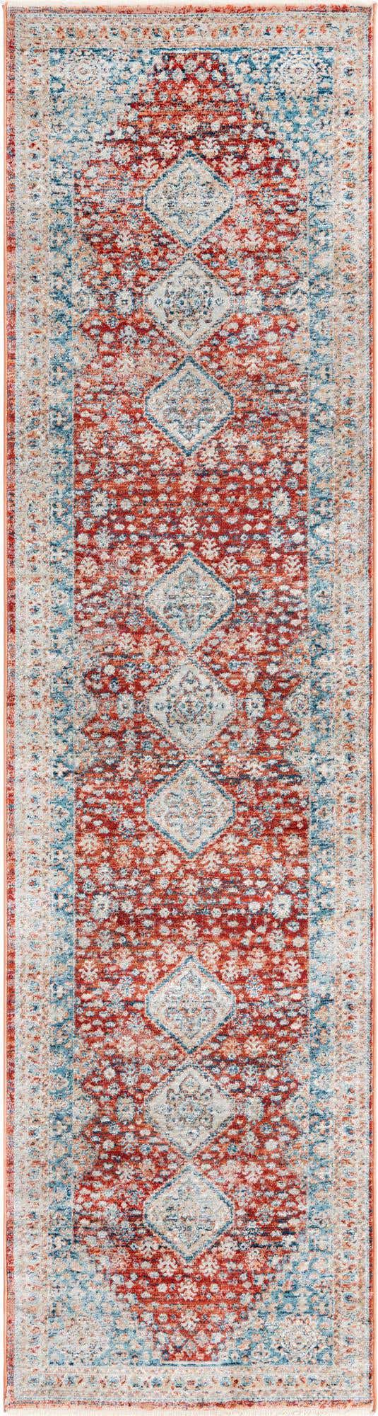 Red 2' 7 x 10' 2 Newport Runner Area Rug 100% Polypropylene Traditional Distressed Classic Contemporary Carpet for Home Decor for Sale at Rug Engine