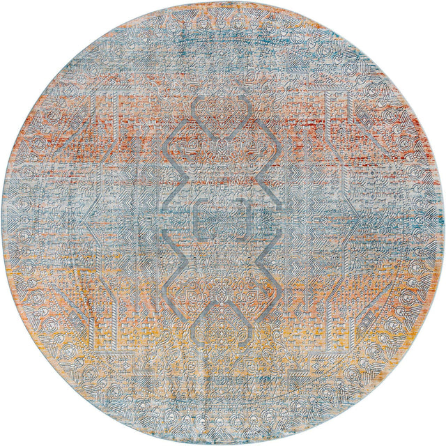 Multicolor 10' 2 x 10' 2 Newport Round Area Rug 100% Polypropylene Traditional Distressed Classic Contemporary Carpet for Home Decor for Sale at Rug Engine