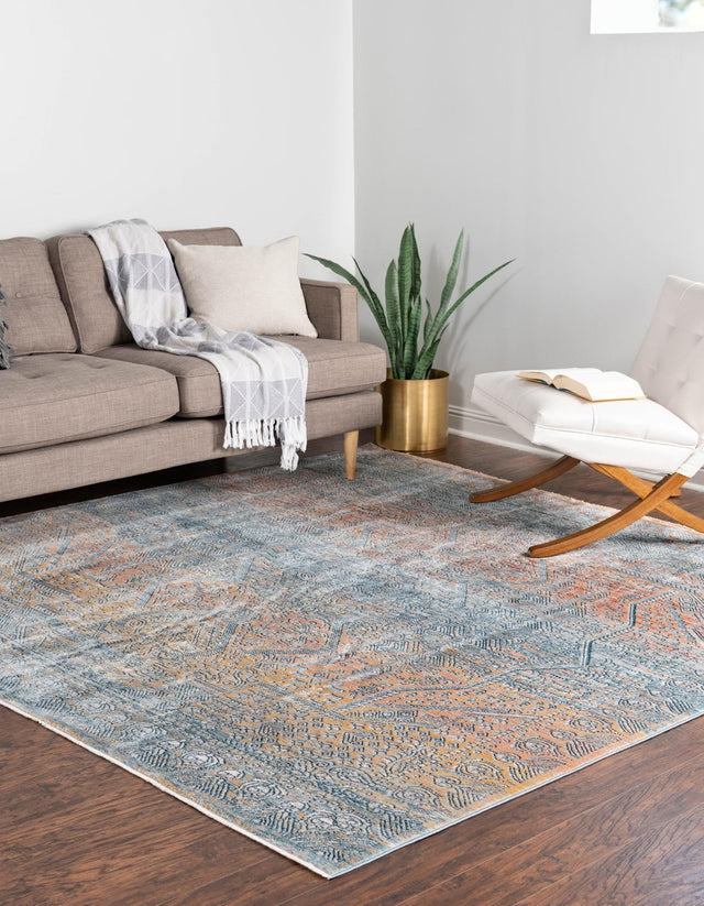 Multicolor 10' 2 x 10' 2 Newport Square Area Rug 100% Polypropylene Traditional Distressed Classic Contemporary Carpet for Home Decor for Sale at Rug Engine