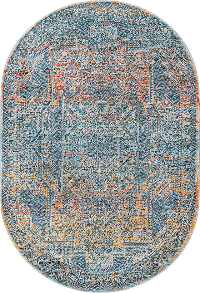 Multicolor 4' x 5' 11 Newport Oval Area Rug 100% Polypropylene Traditional Distressed Classic Contemporary Carpet for Home Decor for Sale at Rug Engine