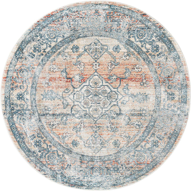 Multicolor 5' 3 x 5' 3 Newport Round Area Rug 100% Polypropylene Traditional Distressed Classic Contemporary Carpet for Home Decor for Sale at Rug Engine