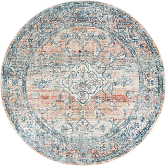 Multicolor 7' x 7' Newport Round Area Rug 100% Polypropylene Traditional Distressed Classic Contemporary Carpet for Home Decor for Sale at Rug Engine