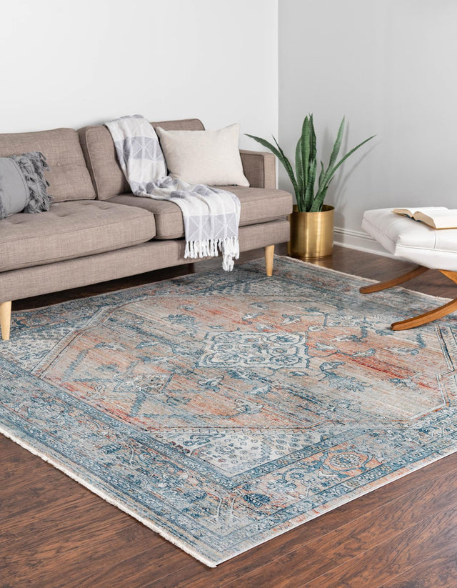Multicolor 10' 2 x 10' 2 Newport Square Area Rug 100% Polypropylene Traditional Distressed Classic Contemporary Carpet for Home Decor for Sale at Rug Engine