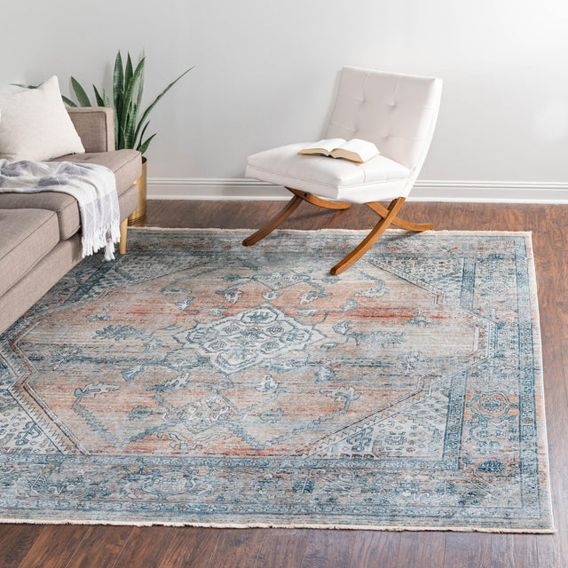 Multicolor 10' 2 x 10' 2 Newport Square Area Rug 100% Polypropylene Traditional Distressed Classic Contemporary Carpet for Home Decor for Sale at Rug Engine