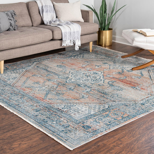 Multicolor 10' 2 x 10' 2 Newport Square Area Rug 100% Polypropylene Traditional Distressed Classic Contemporary Carpet for Home Decor for Sale at Rug Engine