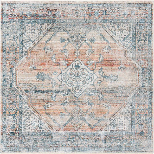 Multicolor 8' x 8' Newport Square Area Rug 100% Polypropylene Traditional Distressed Classic Contemporary Carpet for Home Decor for Sale at Rug Engine