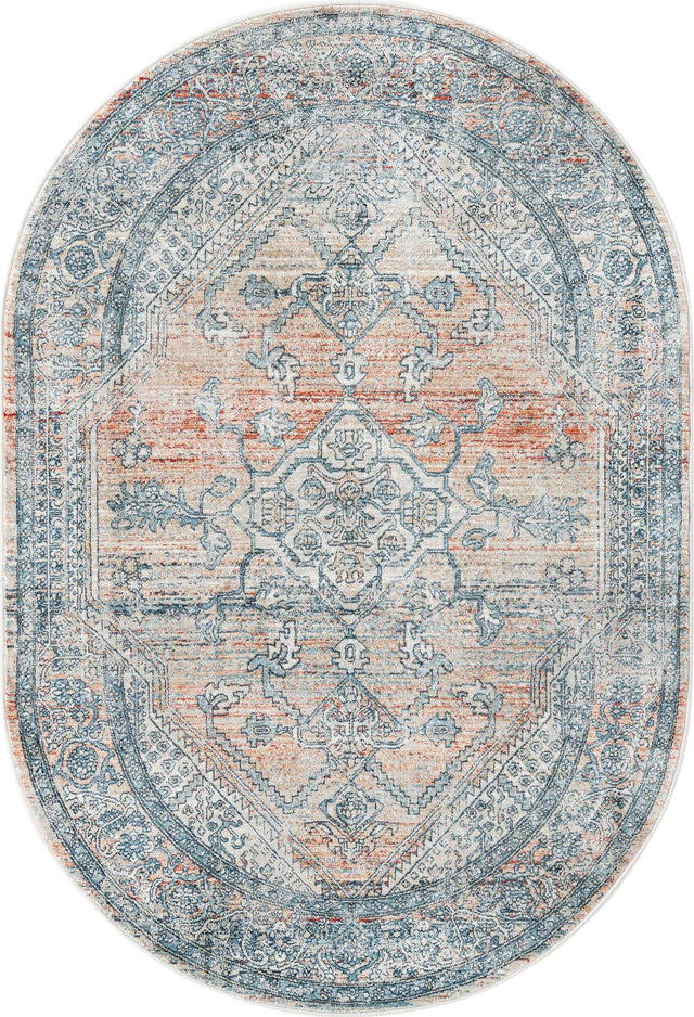 Multicolor 4' x 5' 11 Newport Oval Area Rug 100% Polypropylene Traditional Distressed Classic Contemporary Carpet for Home Decor for Sale at Rug Engine