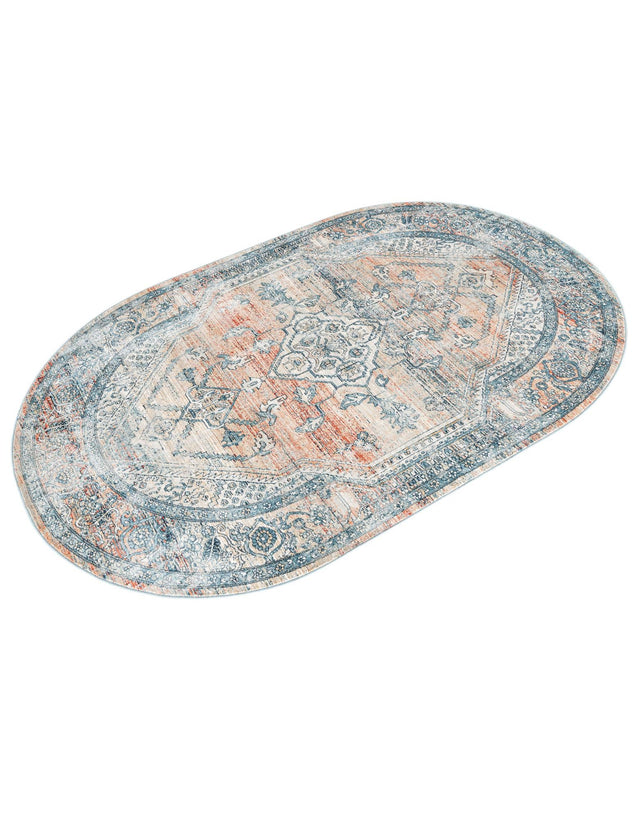 Multicolor 5' 3 x 8' Newport Oval Area Rug 100% Polypropylene Traditional Distressed Classic Contemporary Carpet for Home Decor for Sale at Rug Engine
